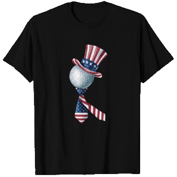 Discover Patriotic Golf Ball with USA Flag Hat and Bow Tie T Shirts