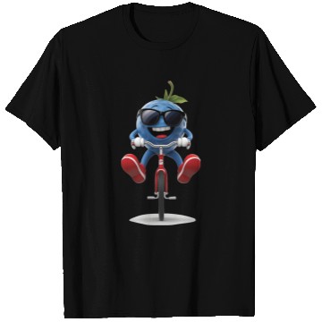 Discover Blueberry Cycling On Bike Realistic T Shirts