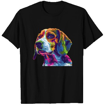 Discover Colorful Beagle Dog Portrait Art T Shirts