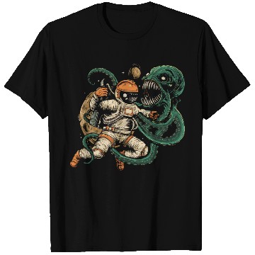 Discover Astronaut vs. Octopus: Epic Space Battle T Shirts