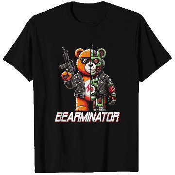 Discover Bearminator Funny Cyborg Teddy Bear Design T Shirts