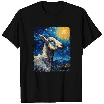Discover Goat Farm Animal Farmer Starry Night Painting T Shirts