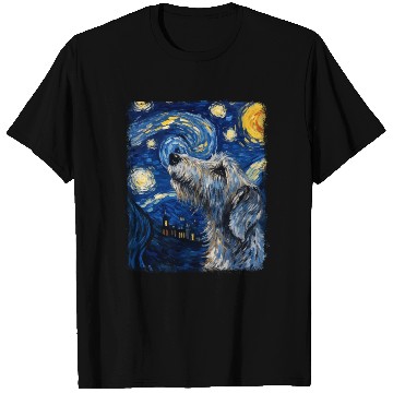 Discover Irish Wolfhound Dog Starry Night Painting T Shirts
