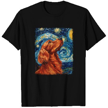 Discover Irish Setter Dog Starry Night Painting T Shirts