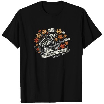 Discover Spooky Skeletons Playing Guitars Under Halloween T Shirts