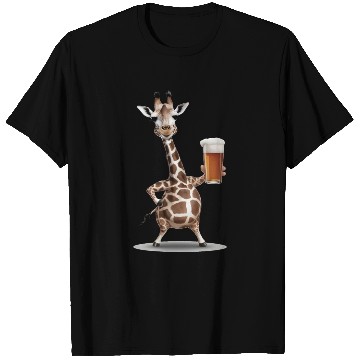 Discover Giraffe Drinking Beer Realistic T Shirts