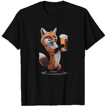 Discover Fox Drinking Beer Realistic T Shirts