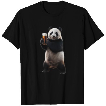 Discover Panda Drinking Beer Realistic T Shirts