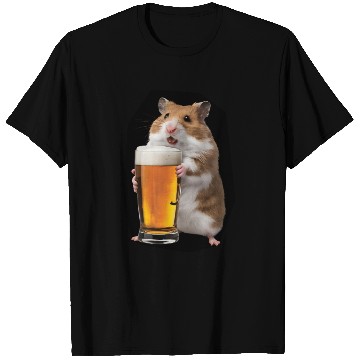 Discover Hamster Drinking Beer Realistic T Shirts