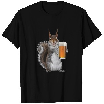Discover Squirrel Drinking Beer Realistic T Shirts