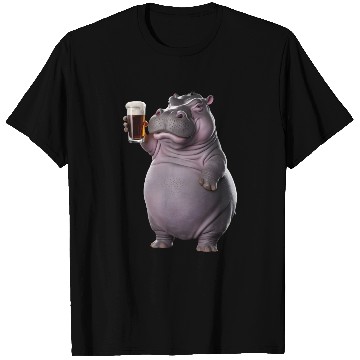 Discover Hippo Drinking Beer Realistic T Shirts
