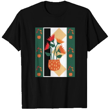Discover Red-Orange floral abstract art T Shirts