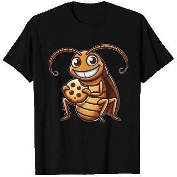 Discover Funny cockroach with cookie cartoon dessert T Shirts