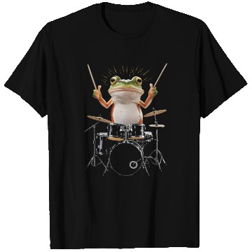Discover Frog Playing Drums Realistic T Shirts