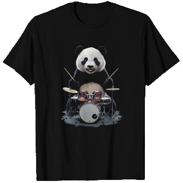 Discover Panda Playing Drums Realistic T Shirts