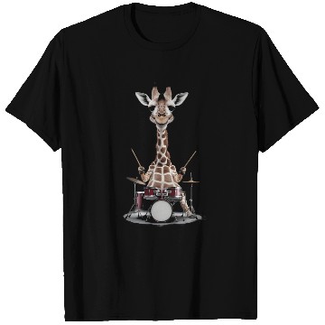 Discover Giraffe Playing Drums Realistic T Shirts