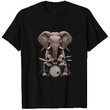 Discover Elephant Playing Drums Realistic T Shirts