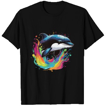 Discover Dolphin In Ocean splash T Shirts