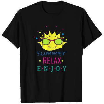 Discover Summer: Relax: Enjoy - Sun Face Funny T Shirts