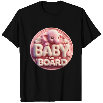 Discover Baby announcement with text “Baby on Board" T Shirts