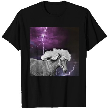 Discover Horse, lightning, night T Shirts