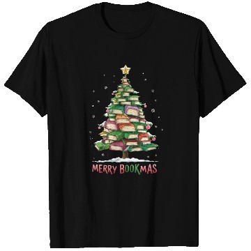 Discover Christmas Book Lover Tree Librarian Merry Bookmas T Shirts