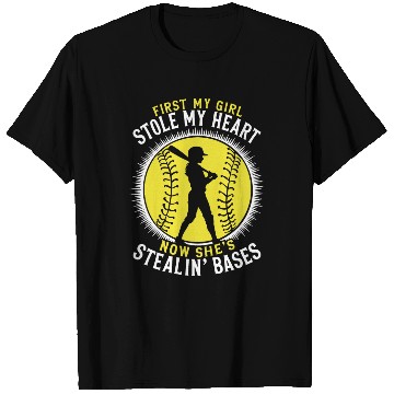 Discover Stole Heart Softball Dad Funny Daddy Father's Day T Shirts