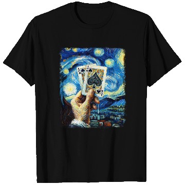Discover Blackjack Gambling Cards Starry Night Painting T Shirts