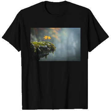 Discover Autumn Leaves on Mossy Rock Cliff Edge T Shirts