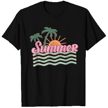 Discover Vibrant Summer Sunset with Palm Trees T Shirts