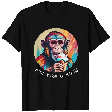 Discover Monkey eating ice cream with a big smile T Shirts