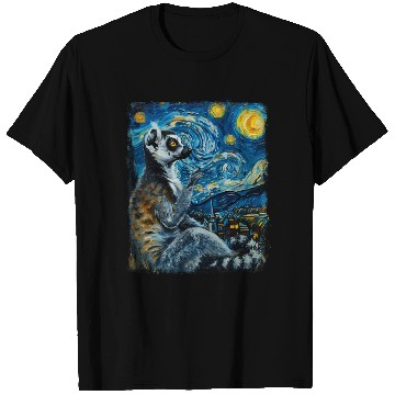 Discover Lemur Ring Tailed Starry Night Painting T Shirts