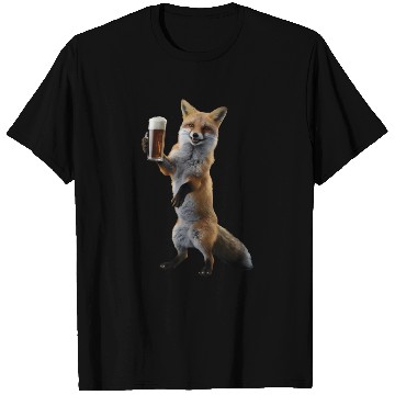 Discover Fox Drinking Beer Realistic T Shirts
