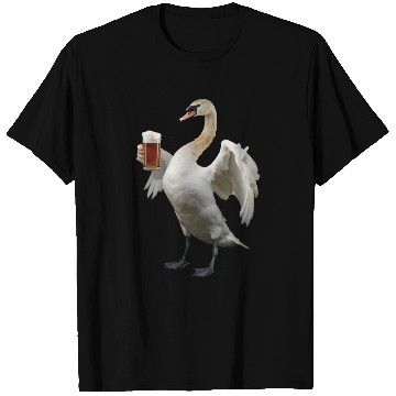 Discover Swan Drinking Beer Realistic T Shirts