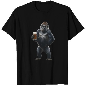 Discover Gorilla Drinking Beer Realistic T Shirts