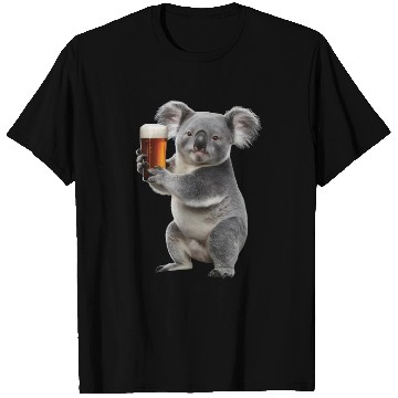 Discover Koala Drinking Beer Realistic T Shirts