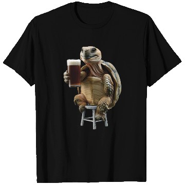 Discover Tortoise Drinking Beer Realistic T Shirts