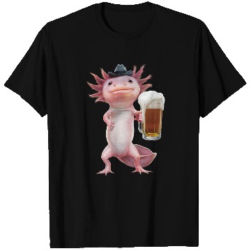 Discover Axolotl Drinking Beer Realistic T Shirts