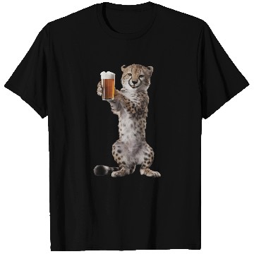 Discover Cheetah Drinking Beer Realistic T Shirts