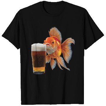 Discover Goldfish Drinking Beer Realistic T Shirts
