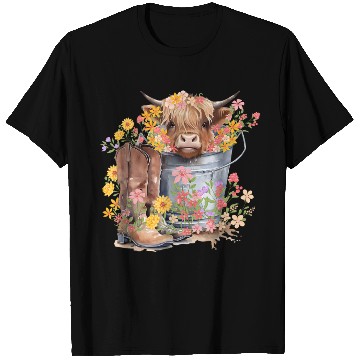 Discover Highland Cow flowers Christmas T Shirts