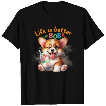 Discover Corgi with BOBA tea Milk TEA Bubble tea T Shirts