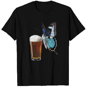 Discover Butterfly Drinking Beer Realistic T Shirts