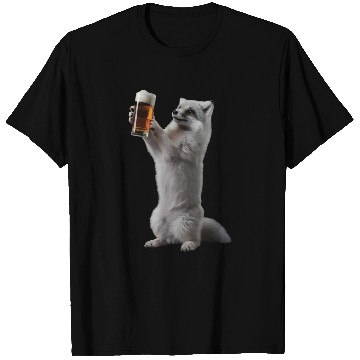Discover Arctic Fox Drinking Beer Realistic T Shirts