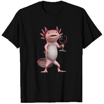 Discover Axolotl Drinking Wine Realistic T Shirts