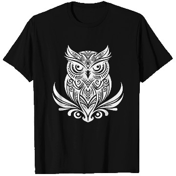 Discover Clever Owl In Tattoo Ink Style T Shirts
