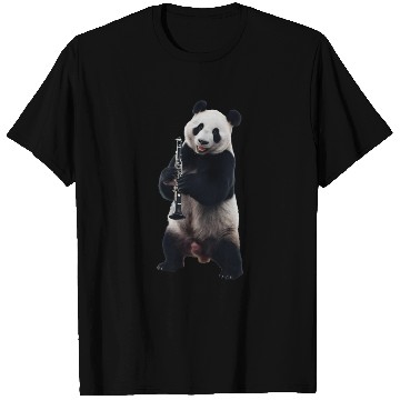 Discover Panda Playing Clarinet Realistic T Shirts
