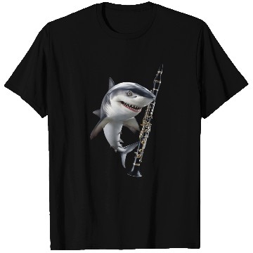 Discover Shark Playing Clarinet Realistic T Shirts