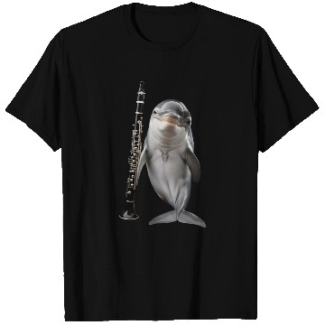 Discover Dolphin Playing Clarinet Realistic T Shirts