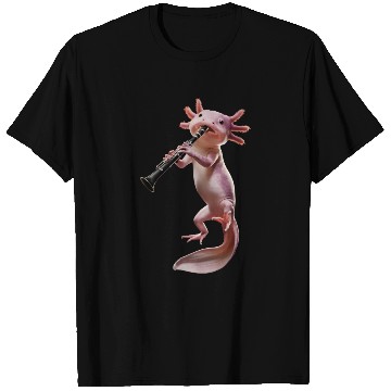Discover Axolotl Playing Clarinet Realistic T Shirts